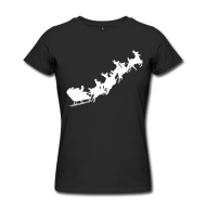 Girlie-Shirt+Santas+Schlitten+schwarz%2Fwei%C3%9F