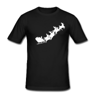 Herren-Shirt+Santas+Schlitten+schwarz%2Fwei%C3%9F